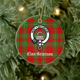 Clan Grierson Wappen Abzeichen & Tartan Keramik Ornament