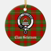 Clan Grierson Wappen Abzeichen & Tartan Keramik Ornament (Vorne)
