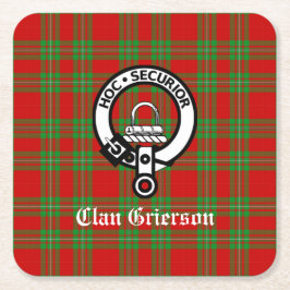Clan Grierson Wappen Abzeichen & Tartan Rechteckiger Pappuntersetzer