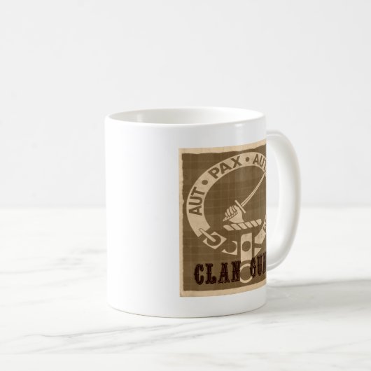 Clan Gunn Crest Badge - Sepia Kaffeetasse (VorderseiteRechts)