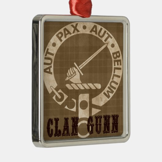 Clan Gunn Crest Badge - Sepia Silbernes Ornament (Rechts)