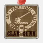 Clan Gunn Crest Badge - Sepia Silbernes Ornament (Vorne)