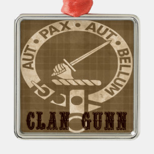 Clan Gunn Crest Badge - Sepia Silbernes Ornament