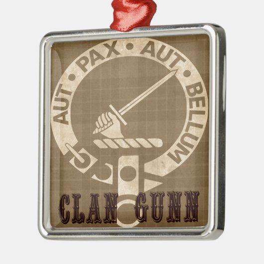 Clan Gunn Crest Badge - Sepia Silbernes Ornament (Links)