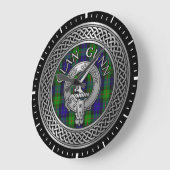 Clan Gunn Crest & Tartan Knot Large Clock Große Wanduhr (Winkel)