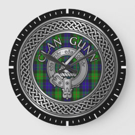 Clan Gunn Crest & Tartan Knot Large Clock Große Wanduhr