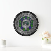 Clan Gunn Crest & Tartan Knot Large Clock Große Wanduhr (Zuhause)