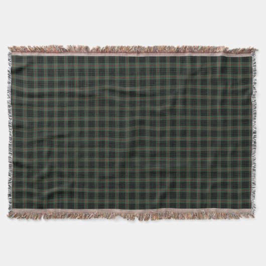 Clan Gunn Dark Green und Black Scottish Tartan Decke (Vorderseite)