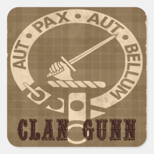 Clan Gunn Sepia Quadratischer Aufkleber