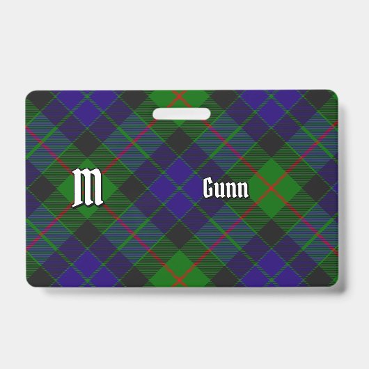 Clan Gunn Tartan Abzeichen Ausweis (Front)