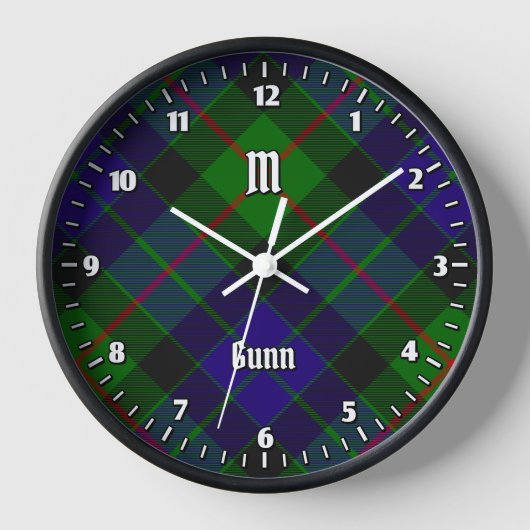 Clan Gunn Tartan Large Clock Uhr (Vorderseite)