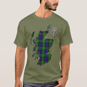 Clan Gunn Tartan Map & (Latin) Wappen T-Shirt