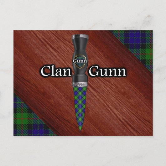 Clan Gunn Tartan Sgian Dubh Blade Postkarte (Vorderseite)