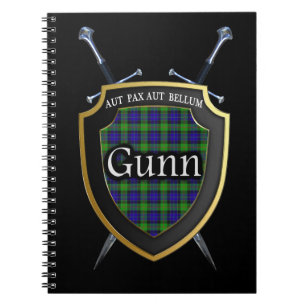 Clan Gunn Tartan Shield & Schwerter Notizblock