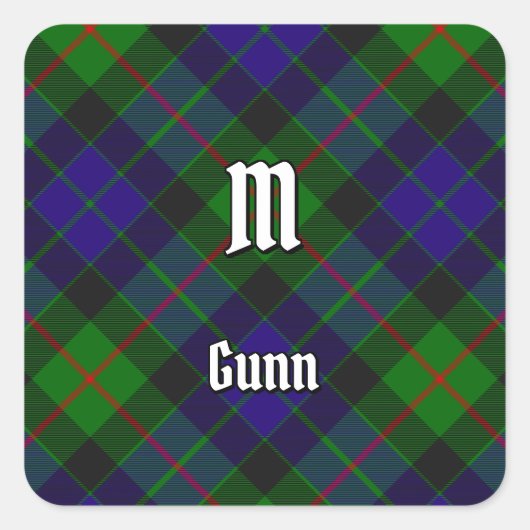 Clan Gunn Tartan Square Sticker (Vorderseite)