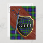 Clan Gunn Tartan Sword & Shield Postkarte (Vorne/Hinten)