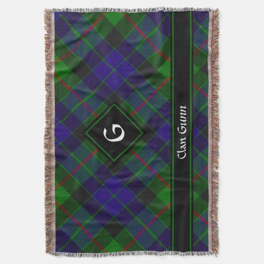 Clan Gunn Tartan Throw Blanket Decke (Vorderseite Vertikal)