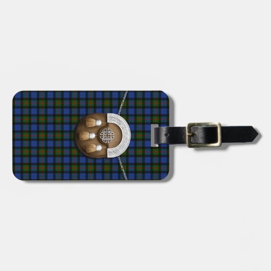 Clan-Gunn Tartan und Sporran Gepäckanhänger (Vorderseite horizontal)