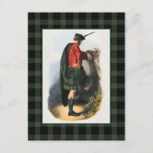 Clan Gunn Vintage-Illustration Tartan-Rahmen Postkarte