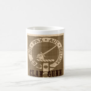 Clan Gunn Wappen Abzeichen - Sepia Kaffeetasse