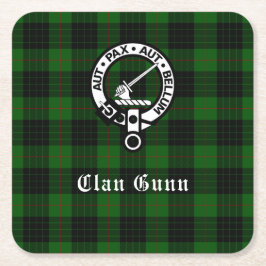 Clan Gunn Wappen Abzeichen & Tartan Paper Unterset Rechteckiger Pappuntersetzer