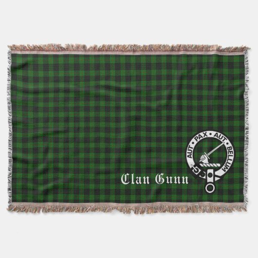 Clan Gunn Wappen Abzeichen & Tartan Throw Blanket Decke (Vorderseite)