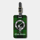 Clan Gunn Wappen Abzeichen und Tartan Gepäckanhänger (Vorderseite vertikal)