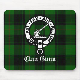 Clan Gunn Wappen Abzeichen und Tartan Mousepad