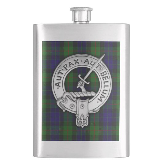 Clan Gunn Wappen & Tartan Flachmann (Vorderseite)