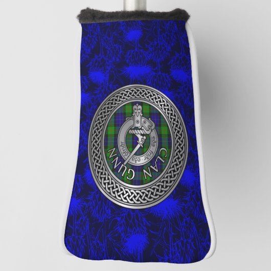 Clan Gunn Wappen & Tartan Knot on Thistle Golf Headcover (Rotieren 90)
