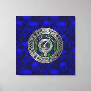 Clan Gunn Wappen & Tartan Knot on Thistle Leinwanddruck