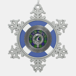 Clan Gunn Wappen & Tartan Knot Schneeflocken Zinn-Ornament