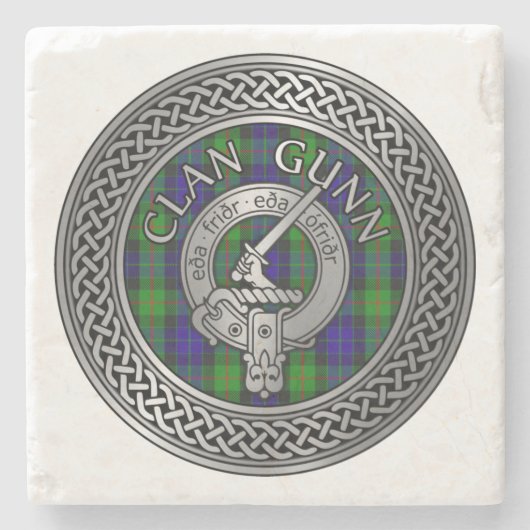 Clan Gunn Wappen & Tartan Knot Stone Untersetzer (Vorderseite)