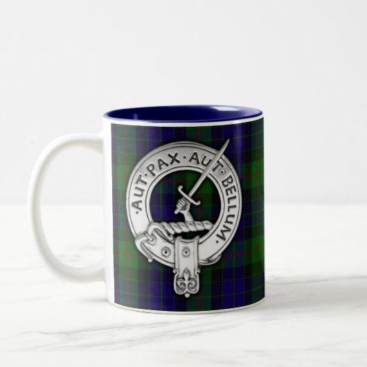 Clan Gunn Wappen & Tartan Zweifarbige Tasse (Links)