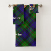 Clan Gunn Wappen über Tartan Badhandtuch Set (Insitu)