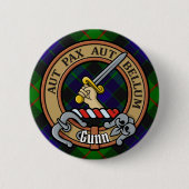 Clan Gunn Wappen über Tartan Button (Vorderseite)