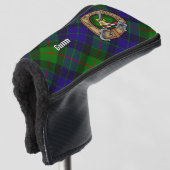 Clan Gunn Wappen über Tartan Golf Headcover (3/4 Vorderseite)