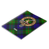Clan Gunn Wappen über Tartan Notizblock (Linke Seite)