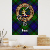 Clan Gunn Wappen über Tartan Poster (Küche)