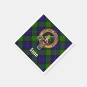 Clan Gunn Wappen über Tartan Serviette (Ecke)