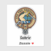 Clan Guthrie Wappen über Tartan Aufkleber (Blatt)