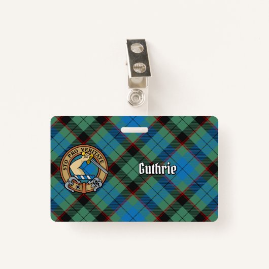 Clan Guthrie Wappen über Tartan Ausweis (Vorderseite mit Klammer)
