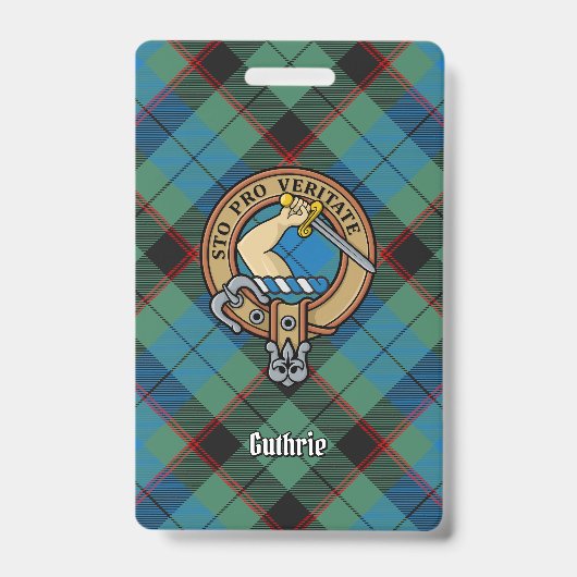 Clan Guthrie Wappen über Tartan Ausweis (Vorderseite)