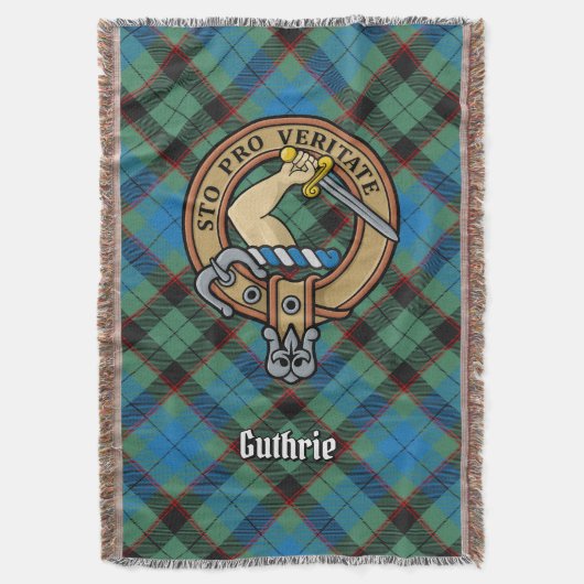 Clan Guthrie-Wappen über Tartan Decke (Vorderseite Vertikal)