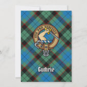Clan Guthrie Wappen über Tartan Einladung (Rückseite)