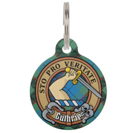 Clan Guthrie Wappen über Tartan Haustiermarke