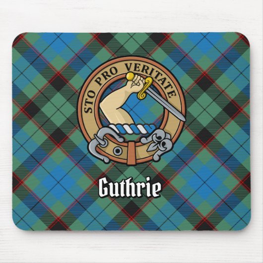 Clan Guthrie Wappen über Tartan Mousepad (Vorne)