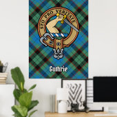 Clan Guthrie Wappen über Tartan Poster (Heimbüro)