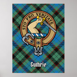 Clan Guthrie Wappen über Tartan Poster