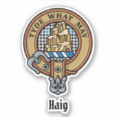 Clan Haig Crest over Check Tartan Aufkleber (Vorderseite)